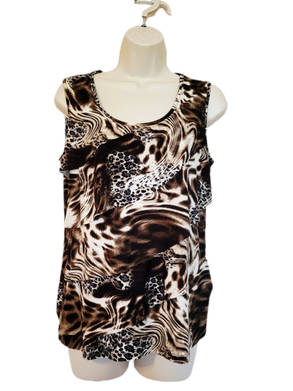 *NEW* LAURA PETITES Women’s Sleeveless Brown/Black Animal Print Tank Top Medium